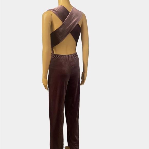 BOU BOU Plum Purple Velvet Backless Jumpsuit - Small - Picture 8 of 9